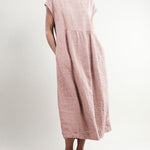Zeagoo Women's Casual Solid Linen Crew Neck Maxi Smock Dress Loose Baggy Ruffle Long Dresses with Pockets