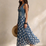 Adeline | Long Denim Dress with Polka Dots