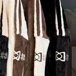 Plush Hooded Vertical Stripe Printed Casual Coat