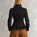 Black Zip Front Peplum Jacket