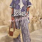 Floral Print Casual Two-Piece Pant Set