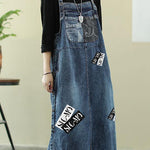 Vivid denim blue tunic dress Slash neck Hole Maxi Dress