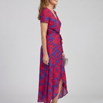 Priya | Short Sleeve Floral Wrap Midi Dress