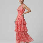 Gala | Deep V Sleeveless Painterly Pattern Midi Dress