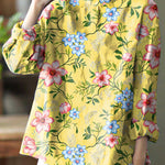 Stylish Blue Embroideried retro Linen Blouse Tops Spring