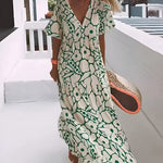 CHRISTINE™ | Long Summer Dress with Flowing Cut and Elegant Graphic Pattern