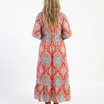 Zaria | Paisley Print V Neck Short Sleeve Midi Dress