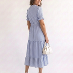 Dakota™ | Short Sleeve Striped Tiered Midi Dress