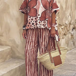 Floral Print Casual Two-Piece Pant Set