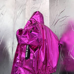 Stage Party Silver Leather  Hooded Jacket