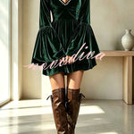 Vintage-Inspired Pearl Velvet Swing Dress