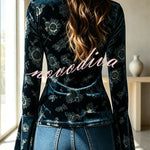 Opulent Midnight Floral Velvet Top