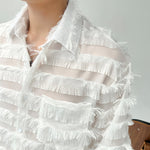 Tassel Striped Hollow Loose Shirt