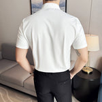 Summer Stand Collar Ice Silk Casual Waffle Shirt