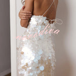 Sexiness and Elegance Sequin V-Neck Sleeveless Back Lace-up Mini Dress