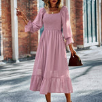 Zeagoo Women's Bell Sleeve Shirred Bodice Ditsy Dress