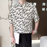 Printed Ice Silk Drape Short-sleeved Shirt