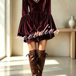 Vintage-Inspired Pearl Velvet Swing Dress