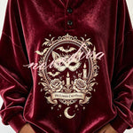 Spooky Season Velvet Long Sleeve Halloween Shirt with Buttons