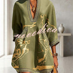 Aurelia Gilded Marble Linen Tunic Dress