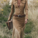 Valencia | Suede dress with fringes