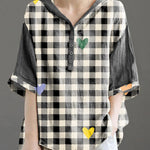 Khaki hooded Patchwork Summer Linen Blouses