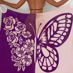 Fashionable Color-blocked Butterfly Print Resort Cover-up Midi Dress