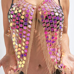 Sequin and Tassel Chest Chain