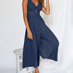 Zeagoo Women's Casual Sleeveless Hollows High Waist Bodysuit Spaghetti Strap Loose Jumpsuit Overalls