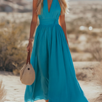 Bohemian West Resort Elegant Sleeveless Cotton Linen Dress