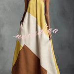 Tuscan Sun Geometric Patchwork Halter Dress