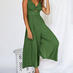 Zeagoo Women's Casual Sleeveless Hollows High Waist Bodysuit Spaghetti Strap Loose Jumpsuit Overalls