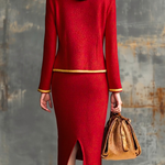 Retro Elegant Knitted Cardigan And Hip Skirt Two-piece Set