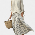 Crisanta | Comfortable blouse and striped midi skirt