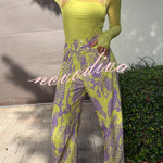 Free Moment Animal Print Metal Ring Design Pocket Wide Leg Pants