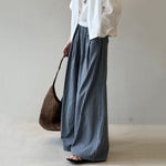 Striped Straight High Waist Loose Wide Leg Pants
