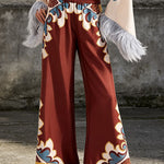 Bohemian Dreams Unique Print Elastic Waist Pocket Wide Leg Pants