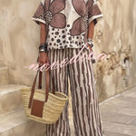 Floral Print Casual Two-Piece Pant Set