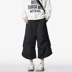 Loose Straight Wide-leg Casual Cropped Trousers