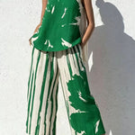 Abstract Brushstroke Sleeveless Tunic & Cropped Pant Set