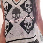 Halloween Skull Argyle Knit Sweater Vest