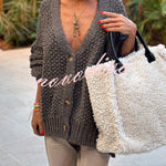Hestia Knitted Texture Solid Color Button Long Sleeve Relaxed Cardigan