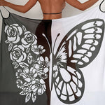 Fashionable Color-blocked Butterfly Print Resort Cover-up Midi Dress