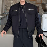 Stand Collar Zipper Short Casual Jacket