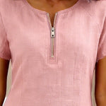 Susan | Cotton Linen Dress with Half-Zip
