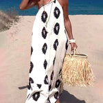 Zeagoo Women's Casual Print Loose Fit Sleeveless Halter Neck Maxi Dress