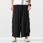 Japanese Style Cotton and Linen Side Strap Two-piece Culottes