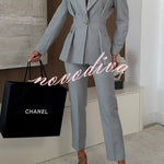 Business Elegance Button Long Sleeve Pocket Pleated Hem Lapel Blazer