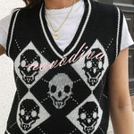 Halloween Skull Argyle Knit Sweater Vest