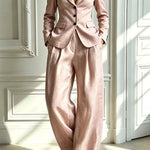 Minimalist Chic Tailored Blazer & Pleated Pant Suit
